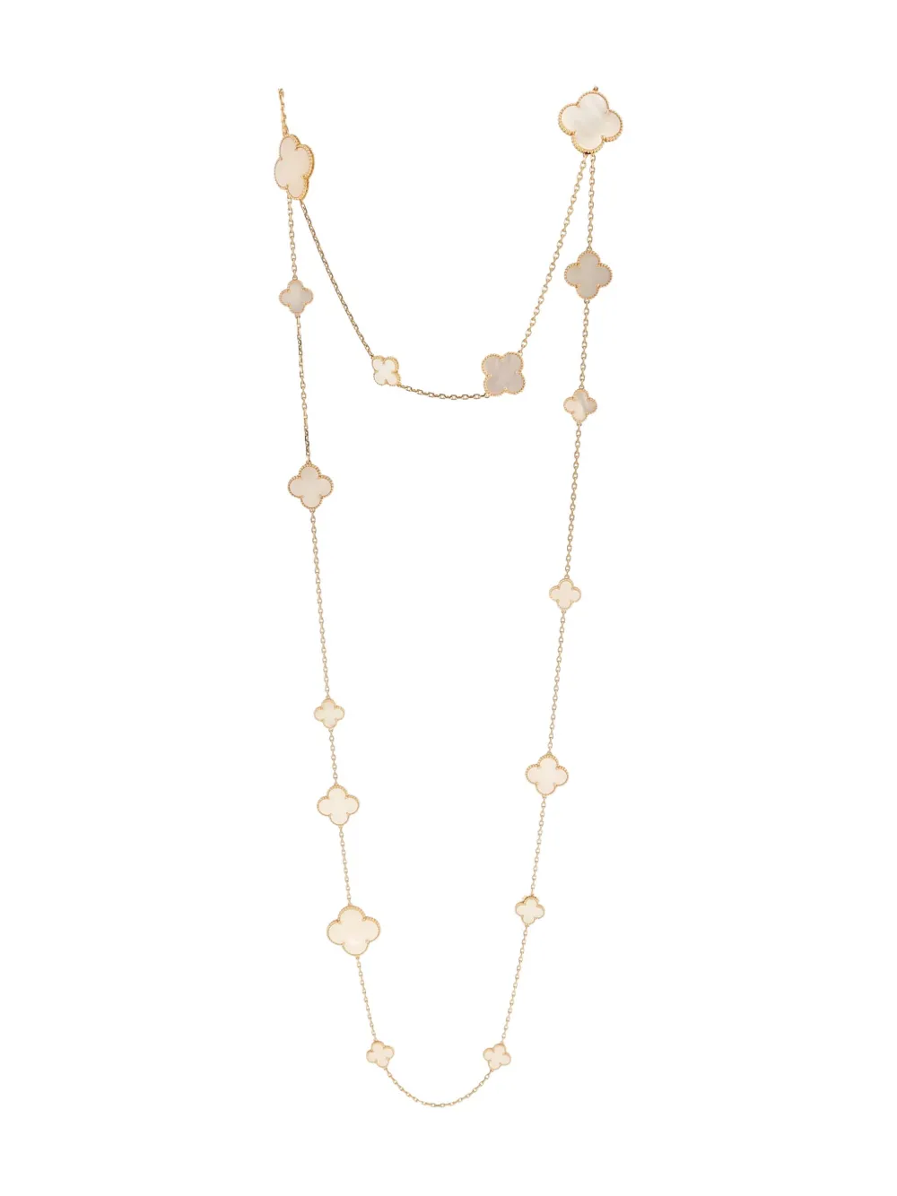 Pre-owned Van Cleef & Arpels Vintage Yellow Gold Luck Mother Of Pearl Necklace