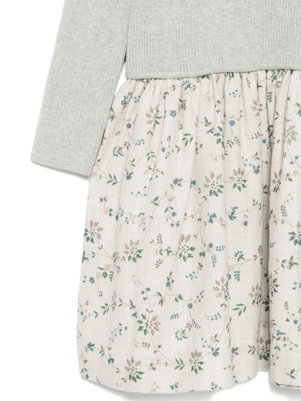 Bonpoint Ribgebreide jurk met bloemenprint Grijs