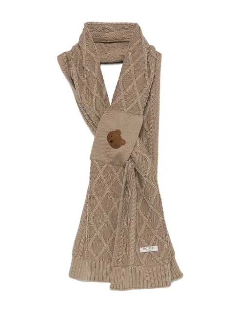 Donsje Aatos cable-knit bear-embroidered scarf