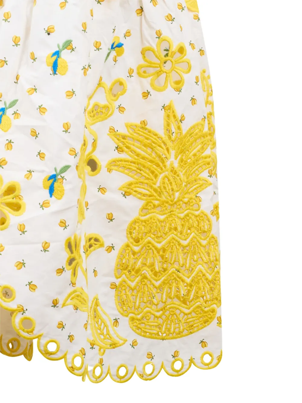 Farm Rio Sicily Pineapple-embroidered Midi Dress In Multi