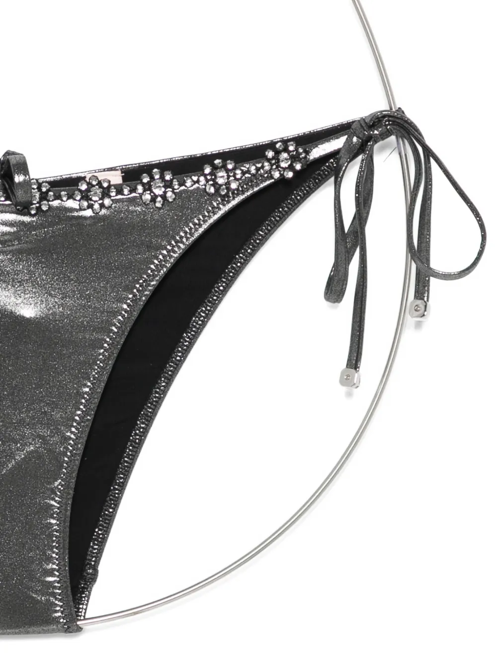 Agent Provocateur Embellished Tie-side Bikini Bottom In Silver