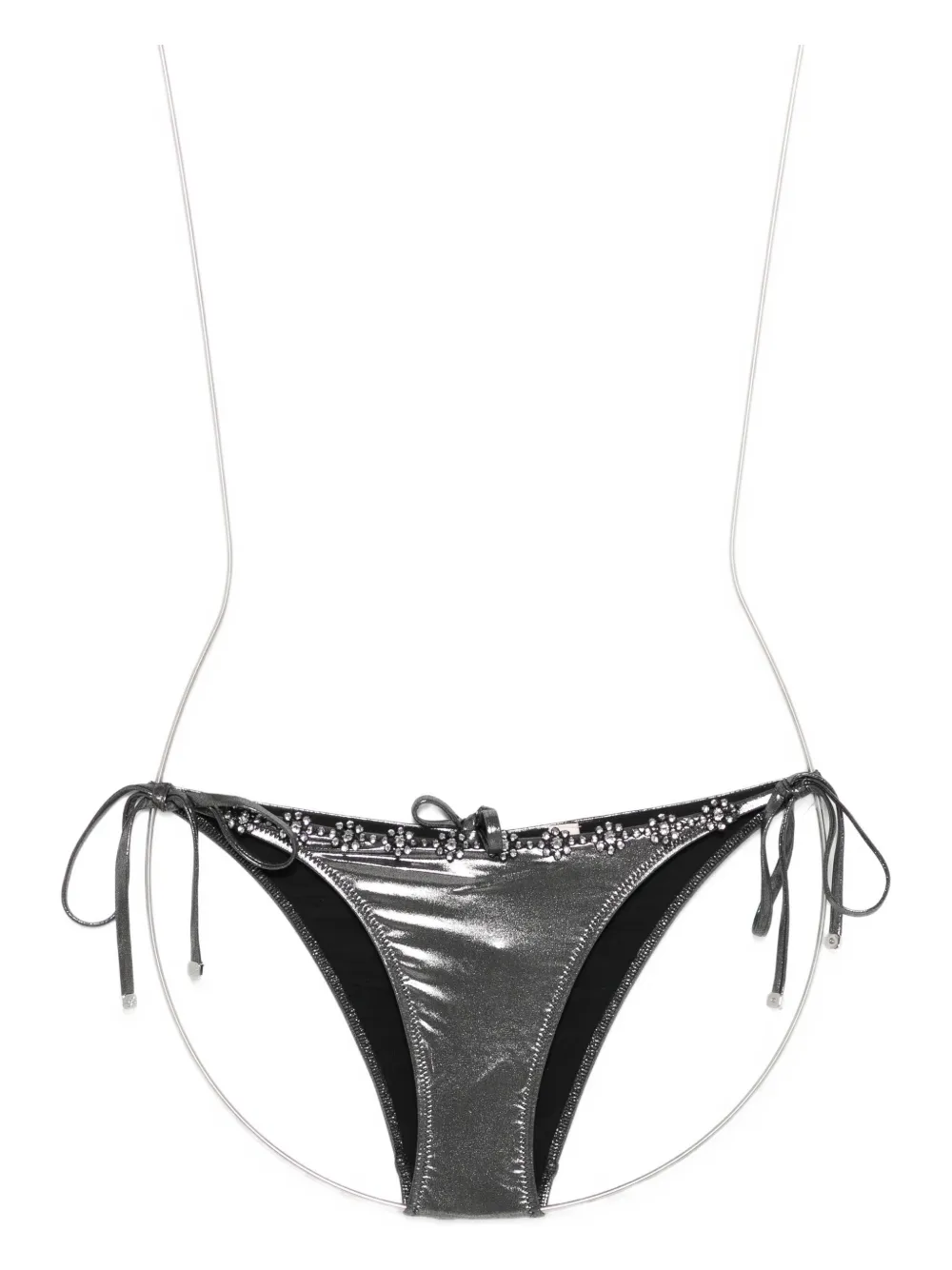 Agent Provocateur Embellished Tie-side Bikini Bottom In Silver