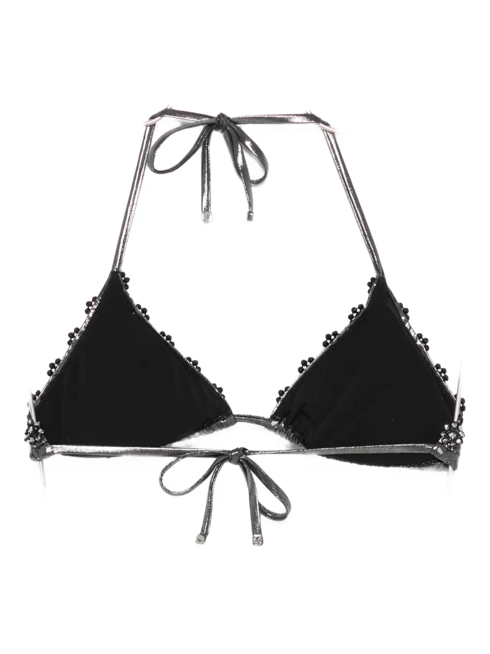 Agent Provocateur Flower-embellished Bikini Top In Gray