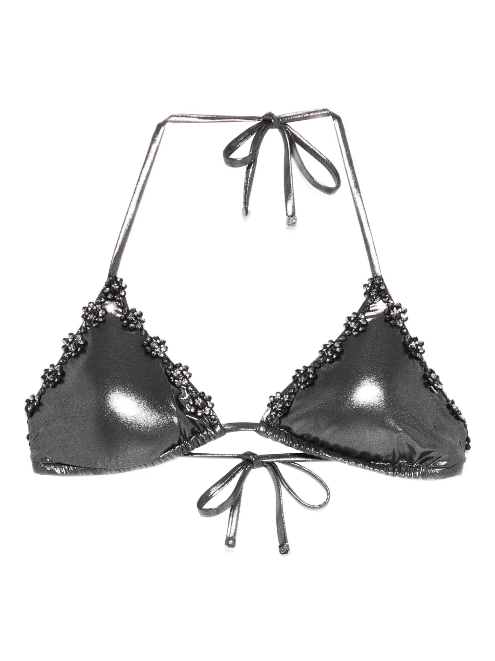 Agent Provocateur flower-embellished bikini top | Black | Image 1
