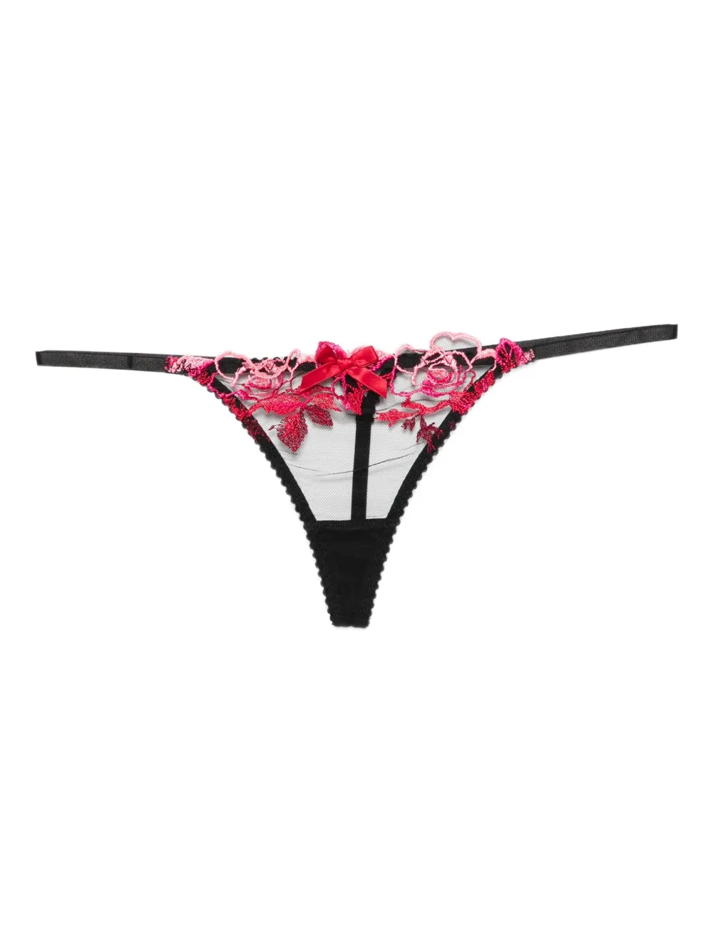 Agent Provocateur Callypso floral-embroidered thong | Black | Image 1