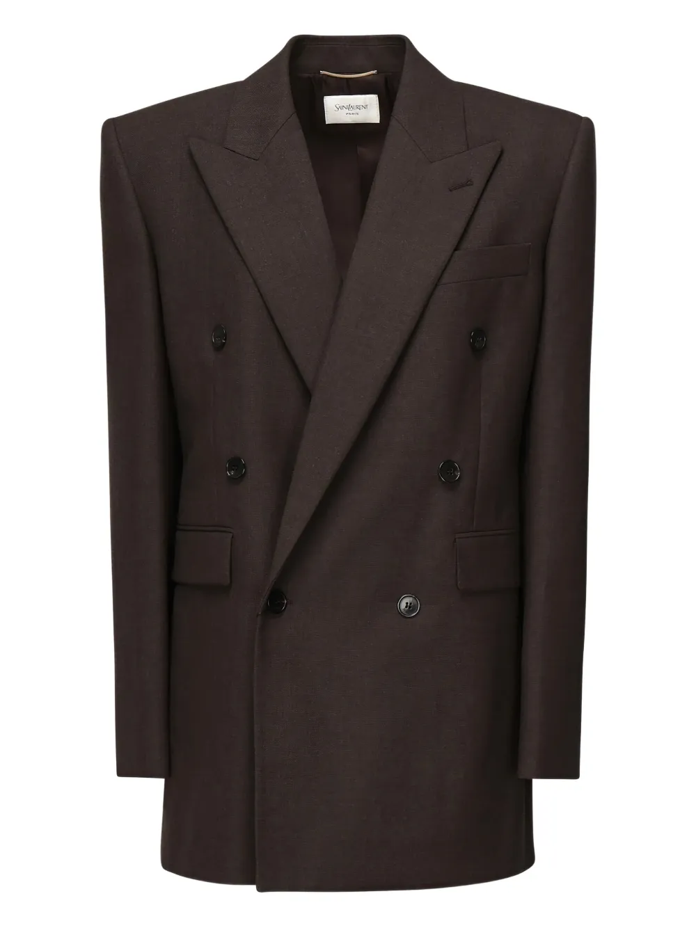 Saint Laurent double-breasted padded-shoulder jacket | Brown | Image 1