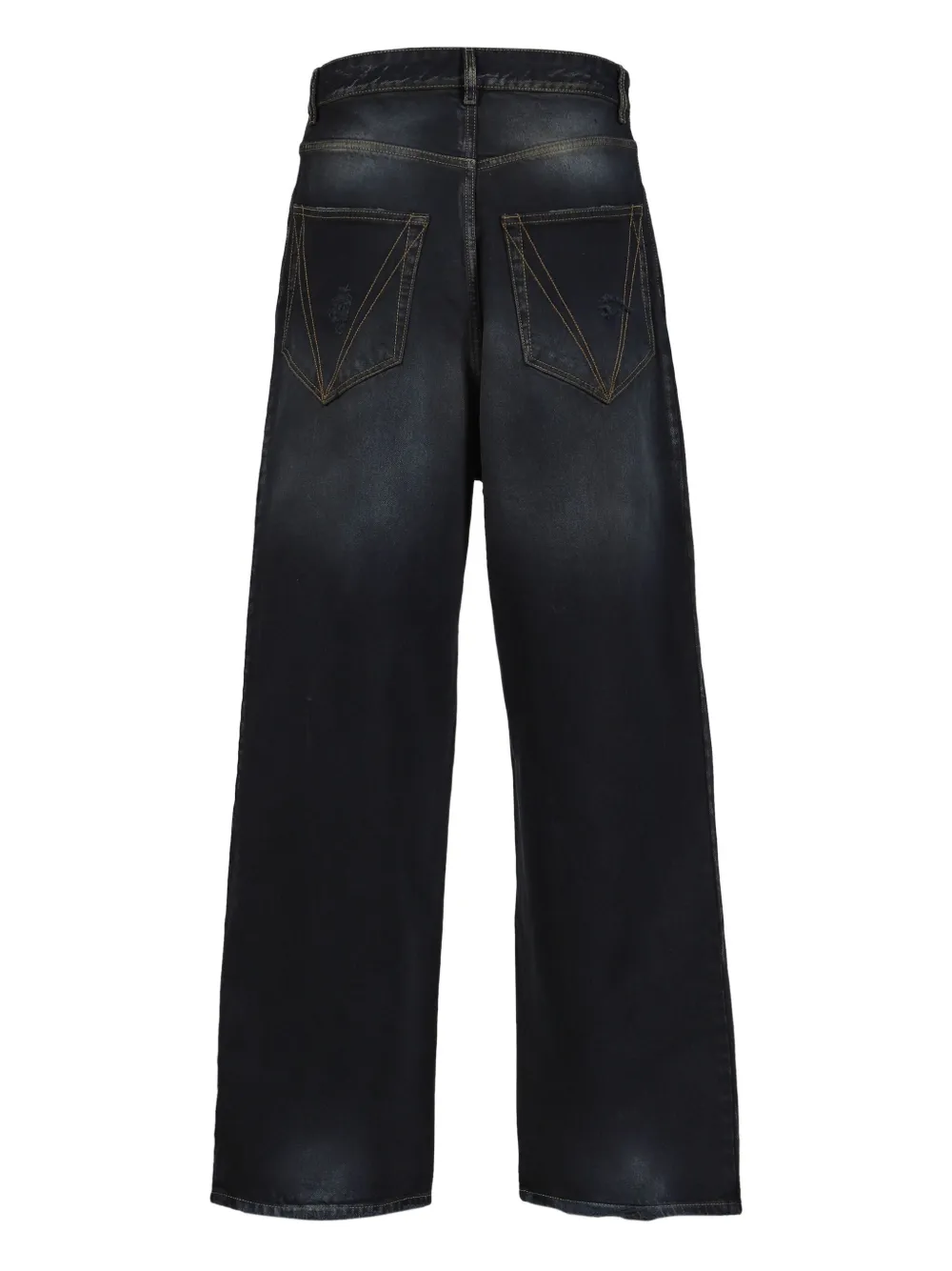 VETEMENTS Gerafelde broek met wijde pijpen - Zwart