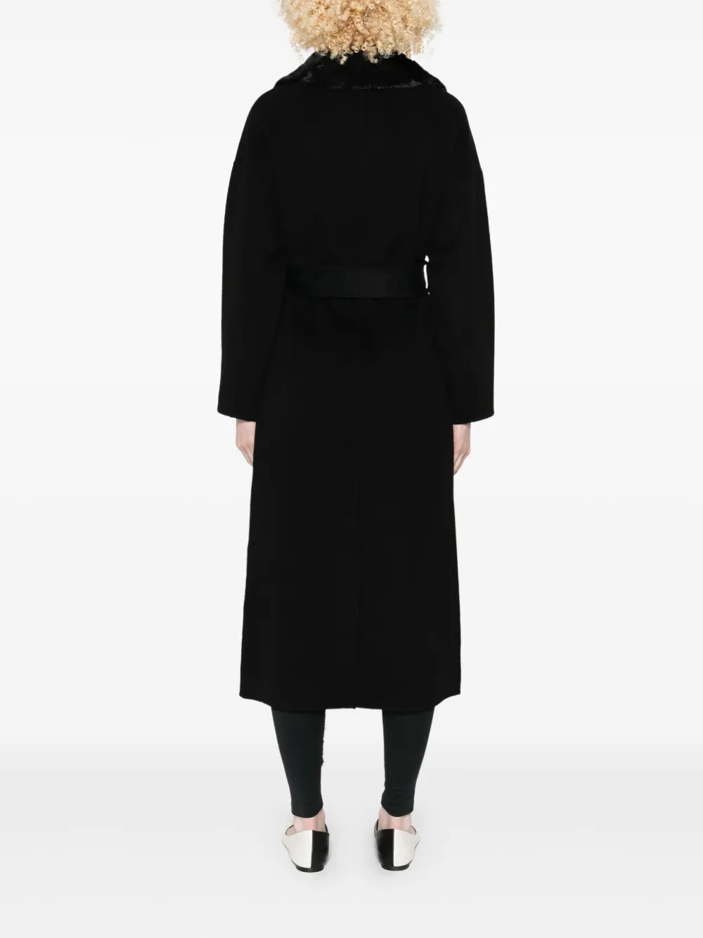 Betta Corradi Contrasting-collar Belted Coat In Black