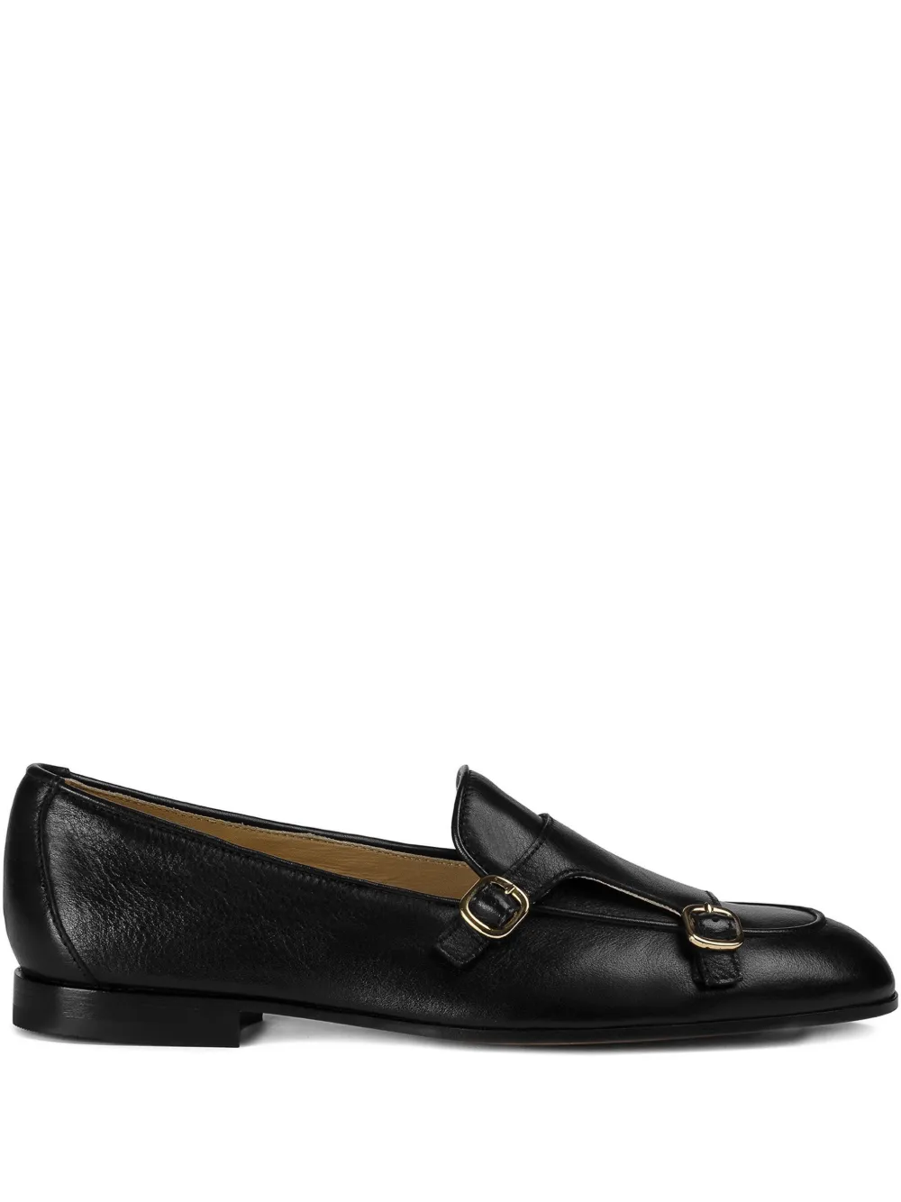 Doucal's Leather Double-buckle Loafer In Black