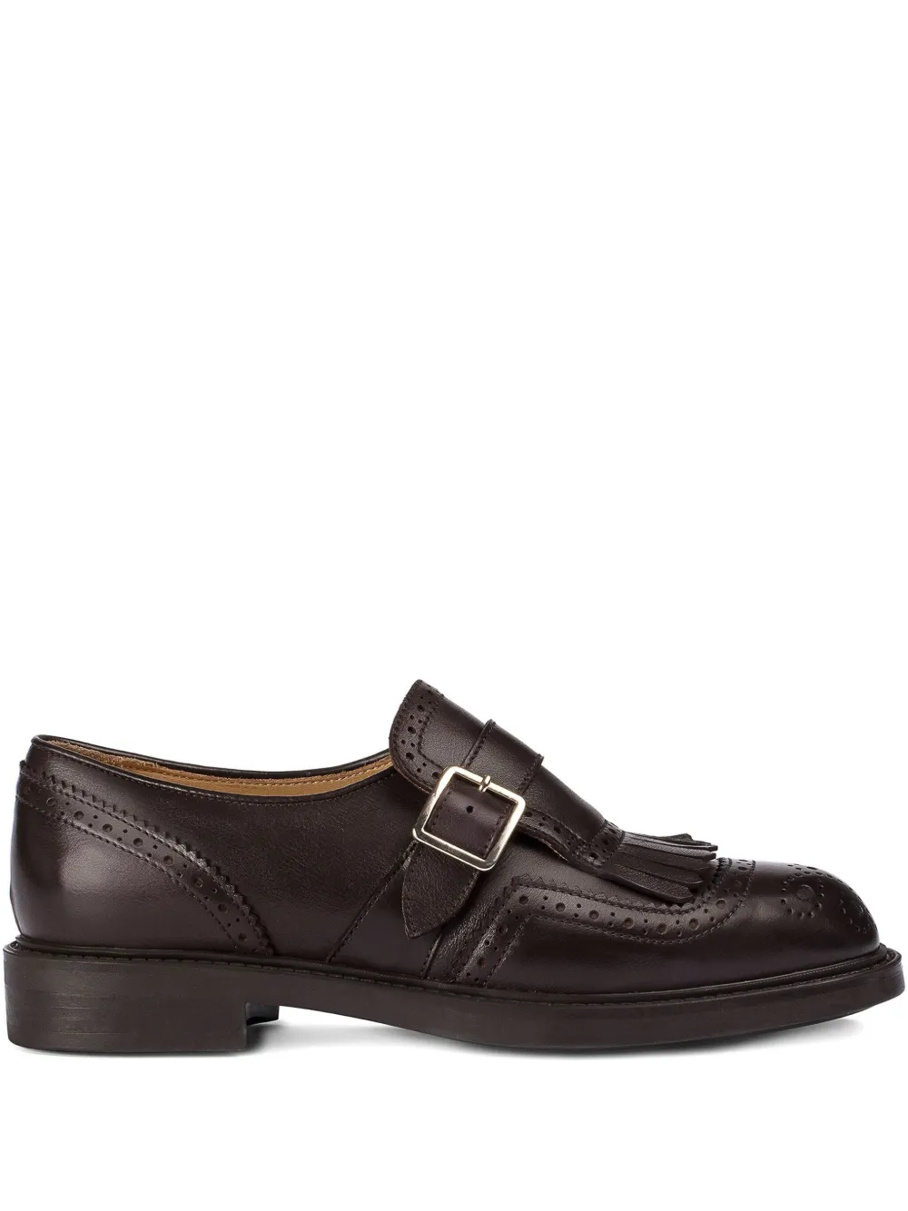 Doucal's single-buckle fringed shoes - ブラウン Doucal's single-buckle fringed shoes - ブラウン