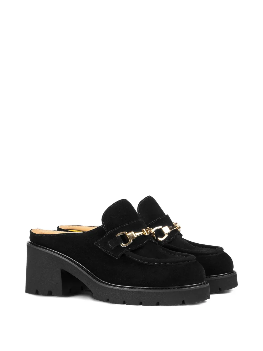 Doucal's chain-embellished heeled mules Zwart