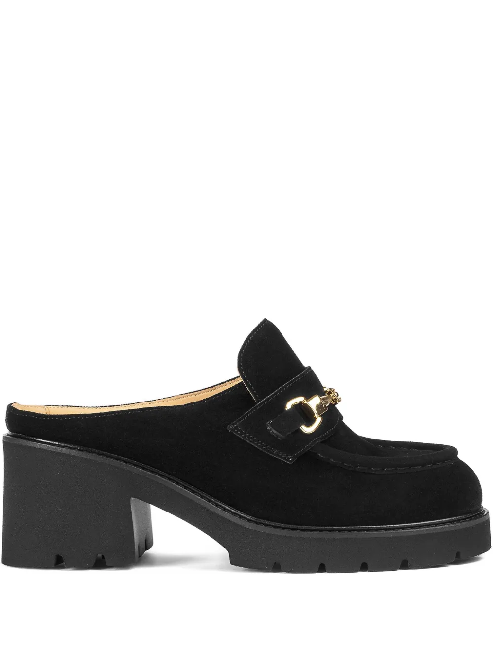 Doucal's Chain-embellished Heeled Mules In Black