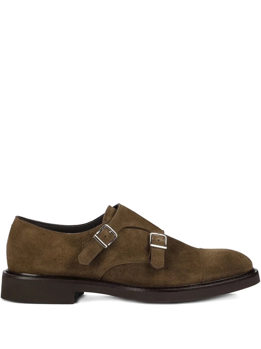 Doucal's double-buckle suede shoes Brown