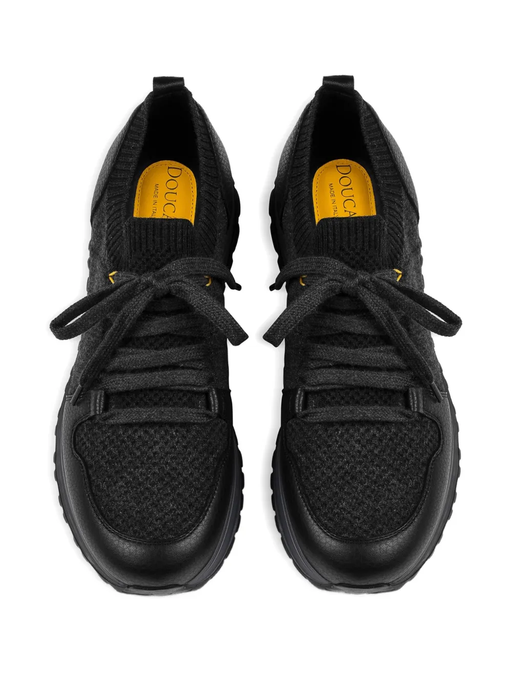 Doucal's wool-panelled leather sneakers Black