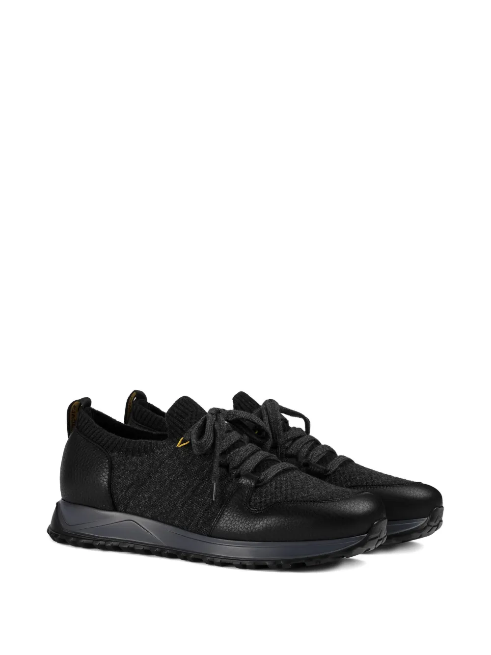 Doucal's wool-panelled leather sneakers Black