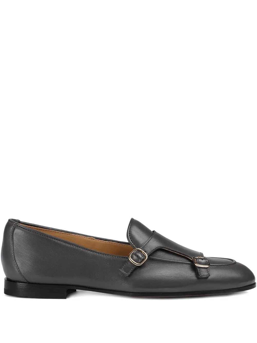 Doucal's Leather Double-buckle Loafer In Gray