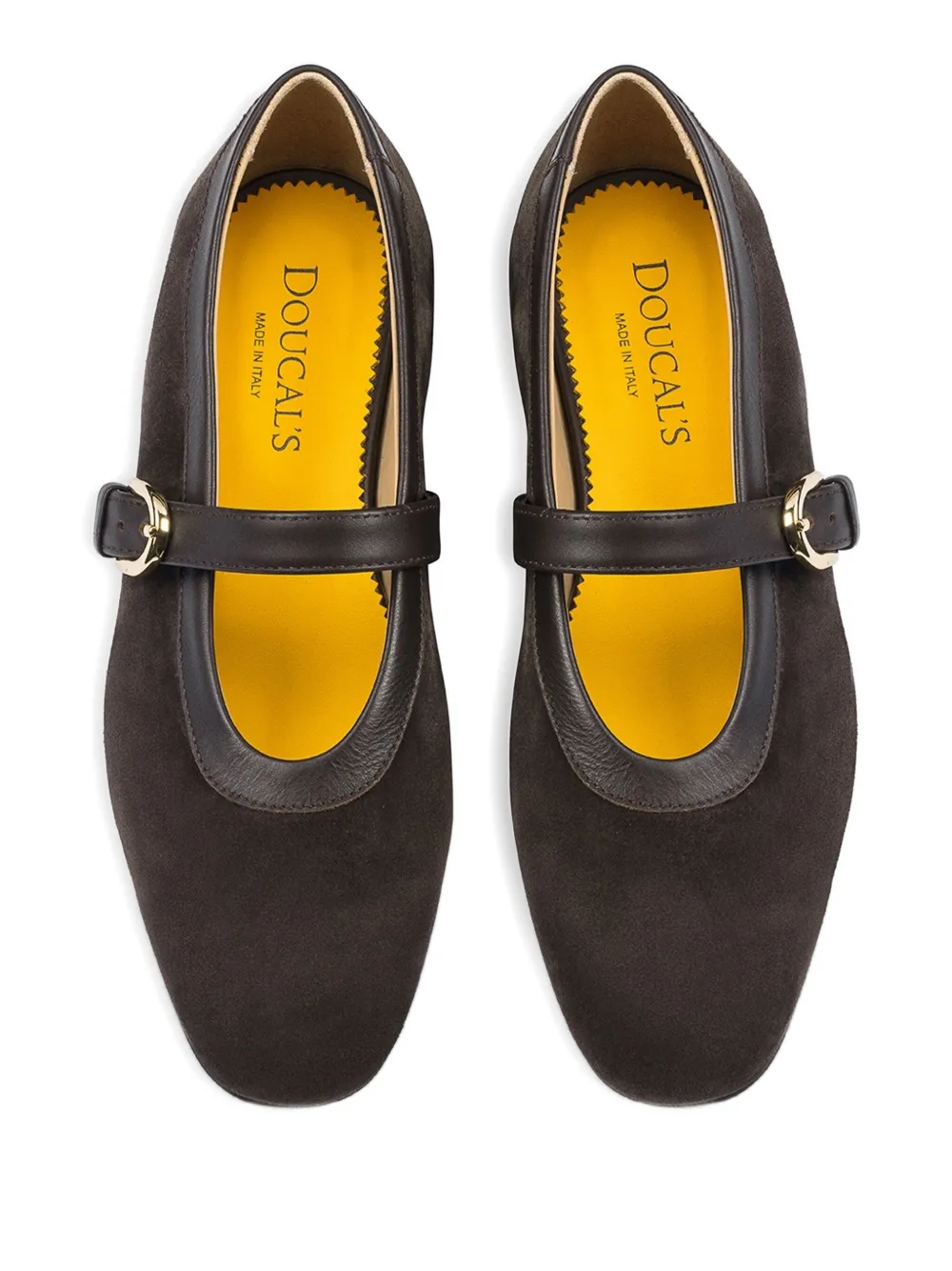 Doucal's Suede Strap Ballet Flat In Brown