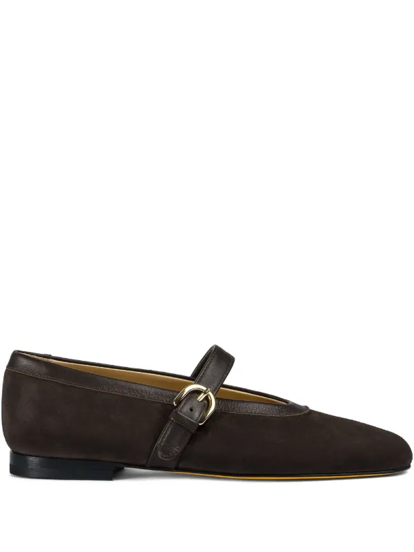 Doucal's Suede Strap Ballet Flat in Brown