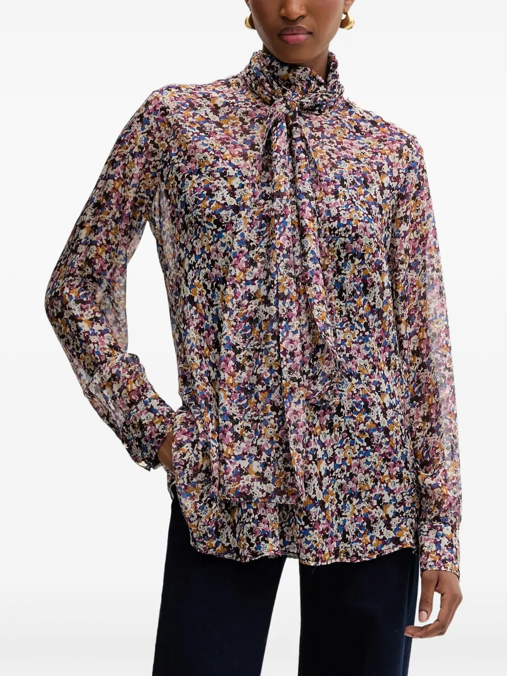 LIU JO blouse en soie à fleurs | noir | Image 1
