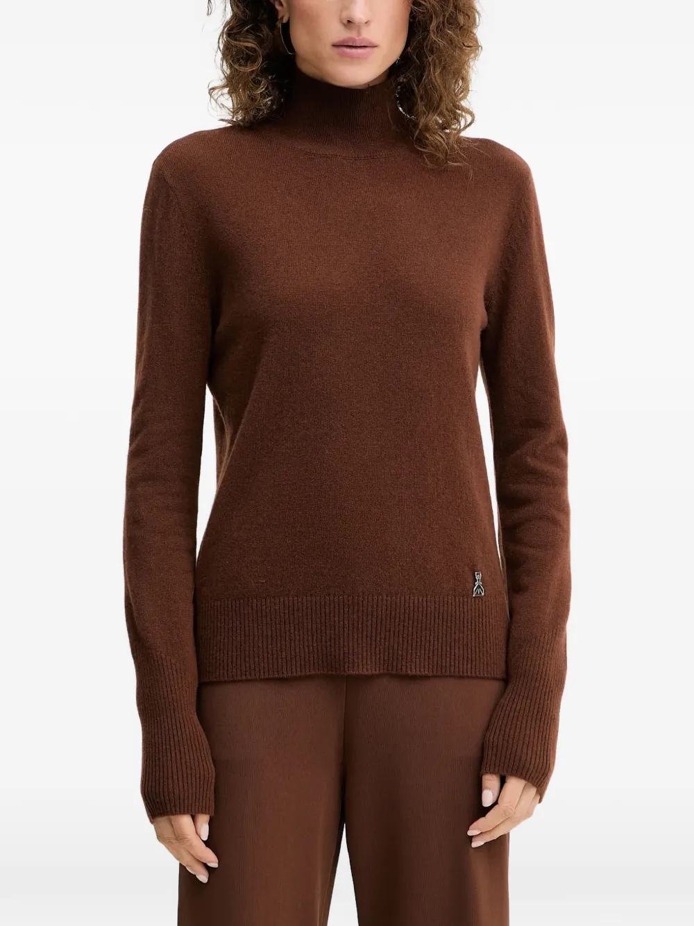 Patrizia Pepe Roll-neck Sweater In Brown