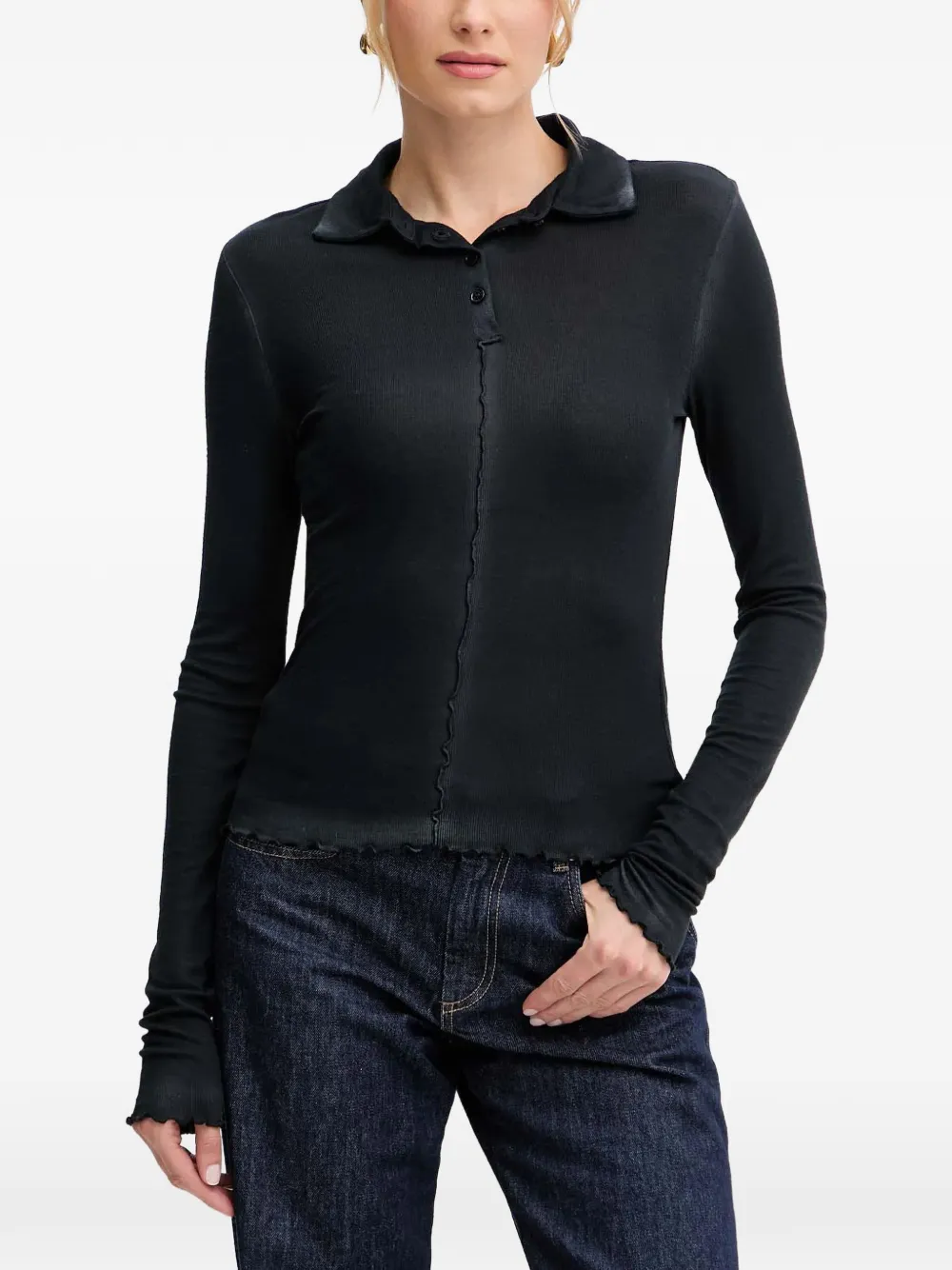 Patrizia Pepe raised-seam polo top - Nero