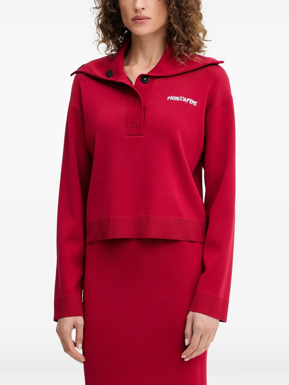 Patrizia Pepe Button-fastening Sweater In Red