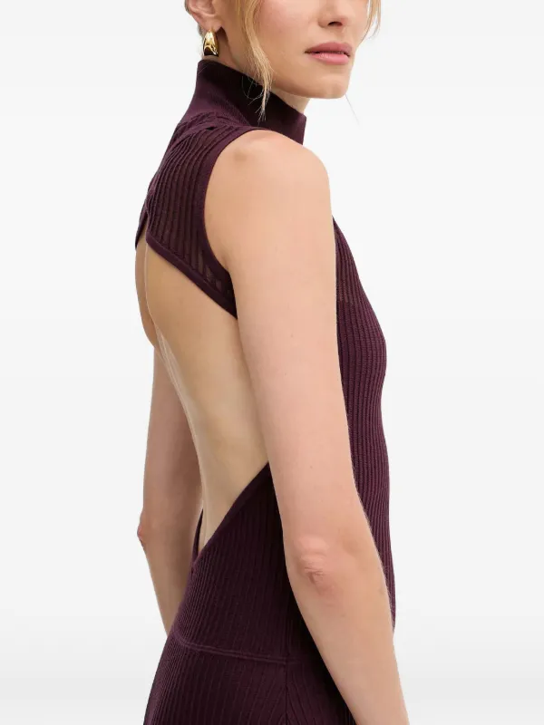 open back ribbed dress Patrizia Pepe Open-back Ribbed Midi Dress