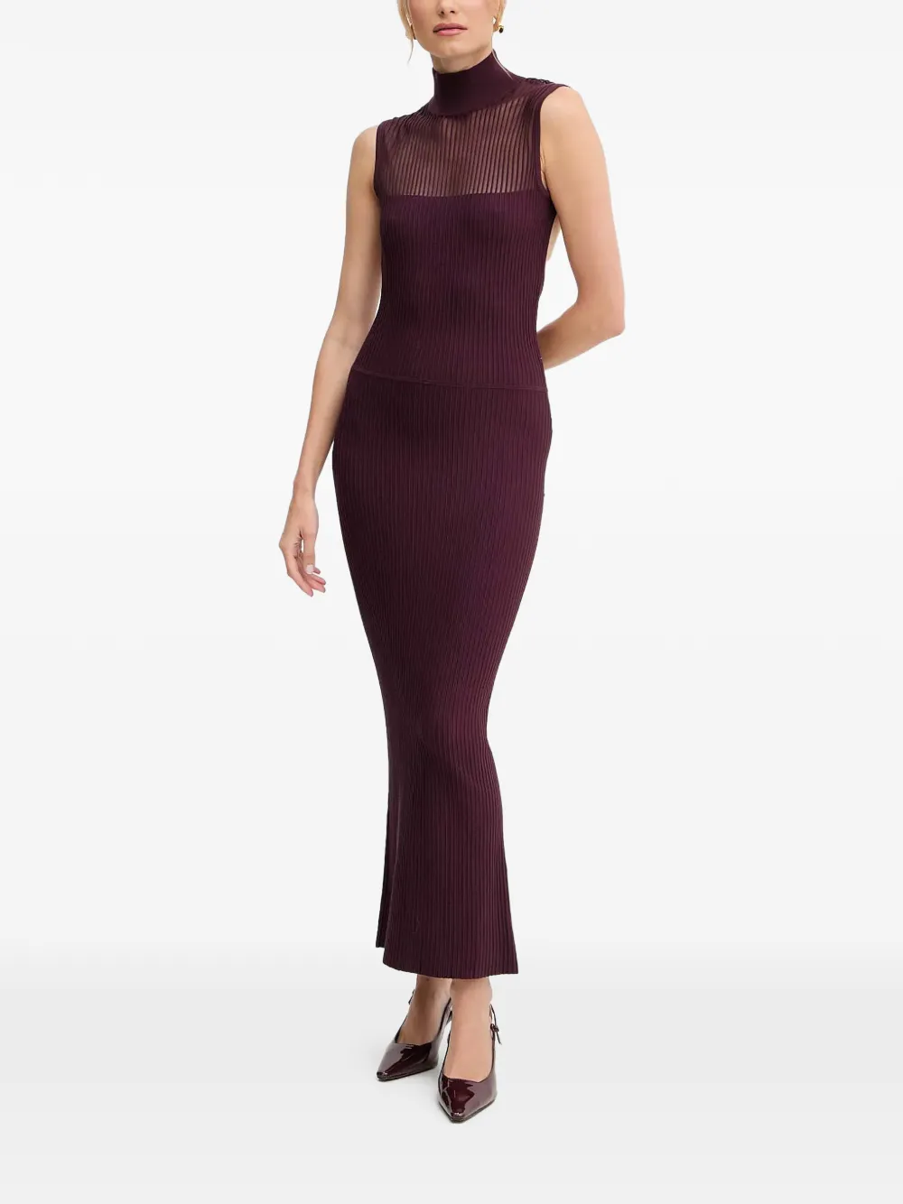 Patrizia Pepe open-back ribbed midi dress - Rood