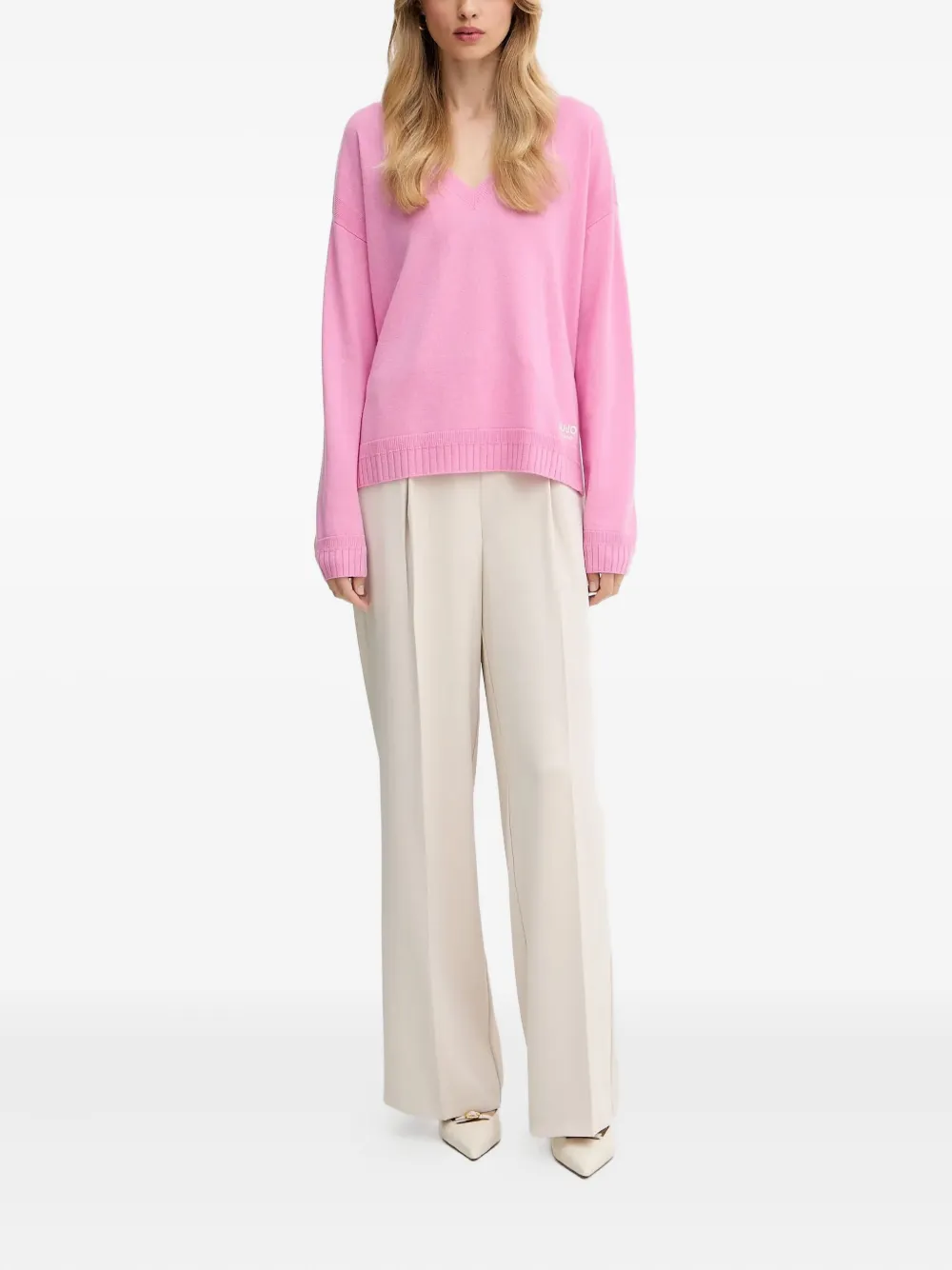 Liu •jo V-neck Sweater In Pink