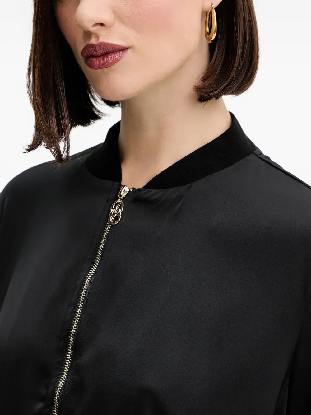 Liu •jo Zip-fastening Logo-trim Bomber Jacket In Black