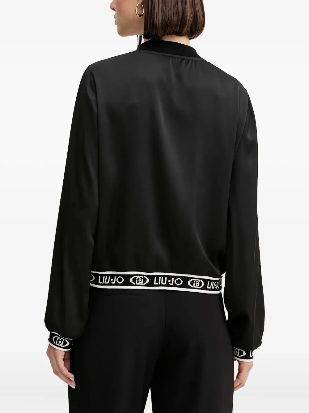 Liu •jo Zip-fastening Logo-trim Bomber Jacket In Black