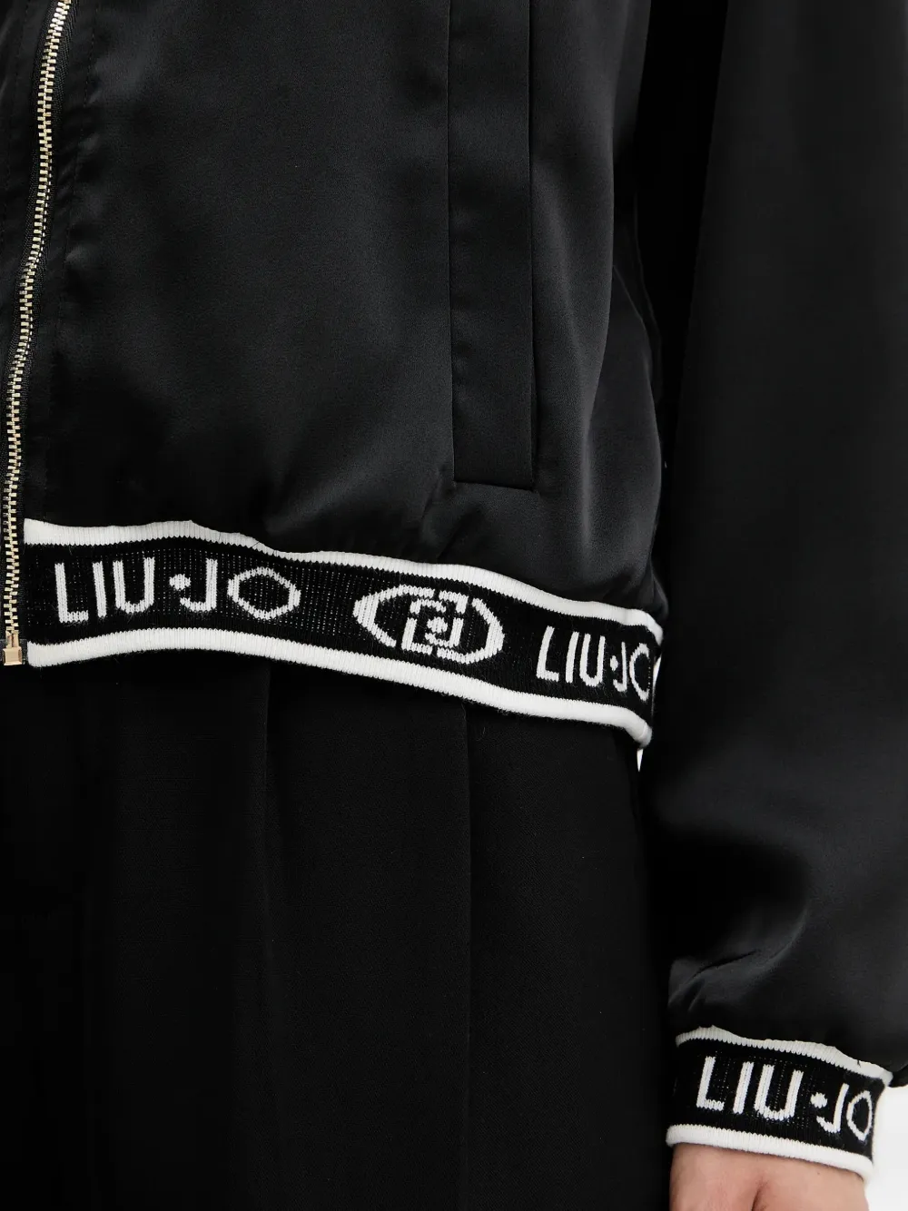 Liu •jo Zip-fastening Logo-trim Bomber Jacket In Black