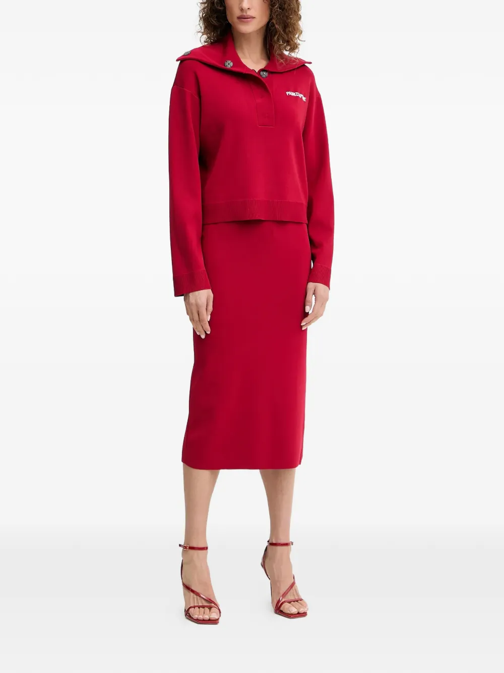 Patrizia Pepe drawstring midi skirt - Rood