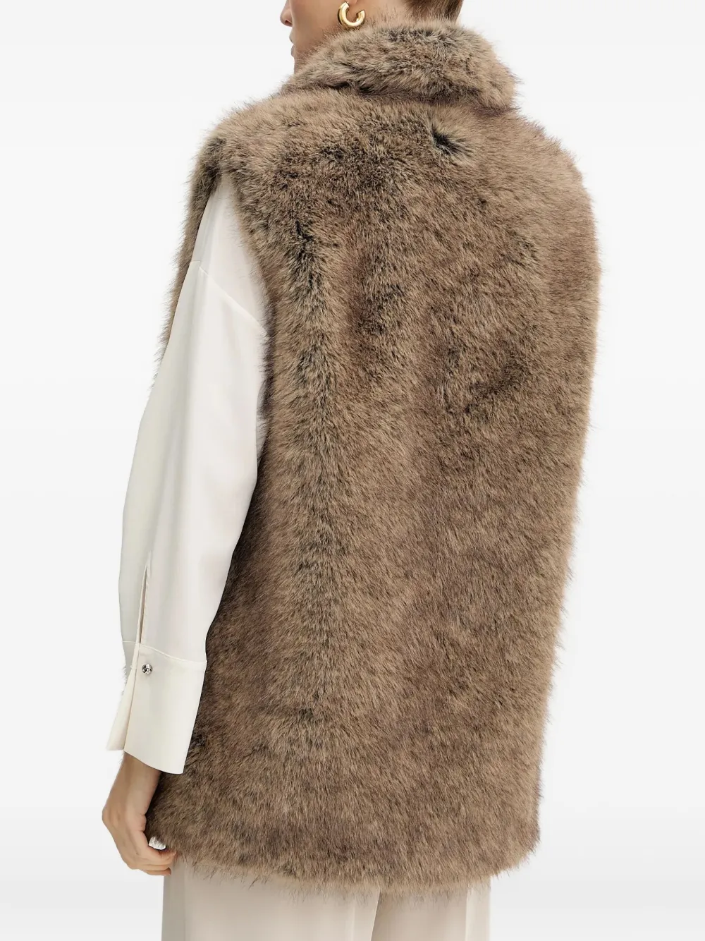 Liu •jo Faux-fur Collared Gilet In Brown