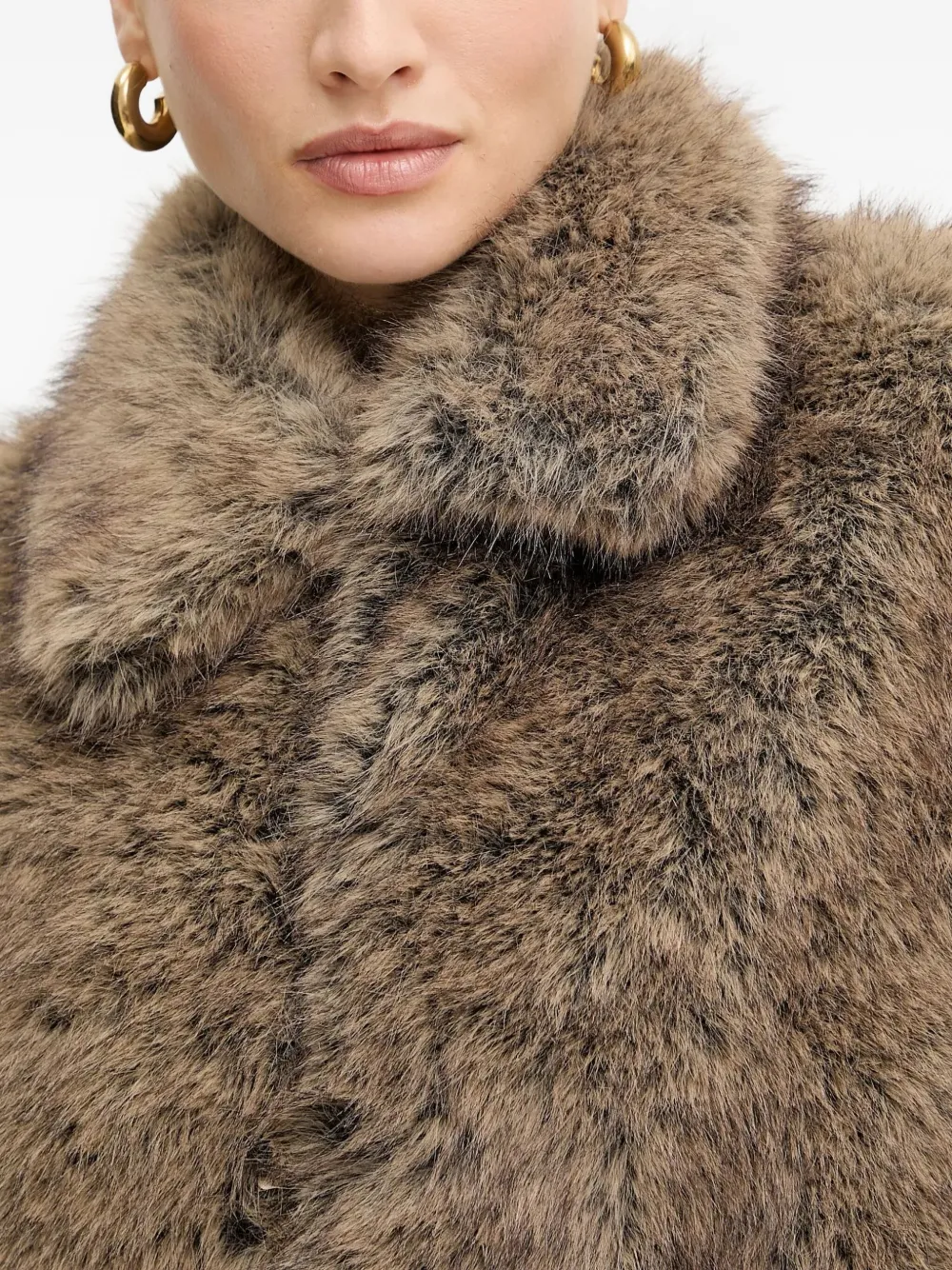 Liu •jo Faux-fur Collared Gilet In Brown