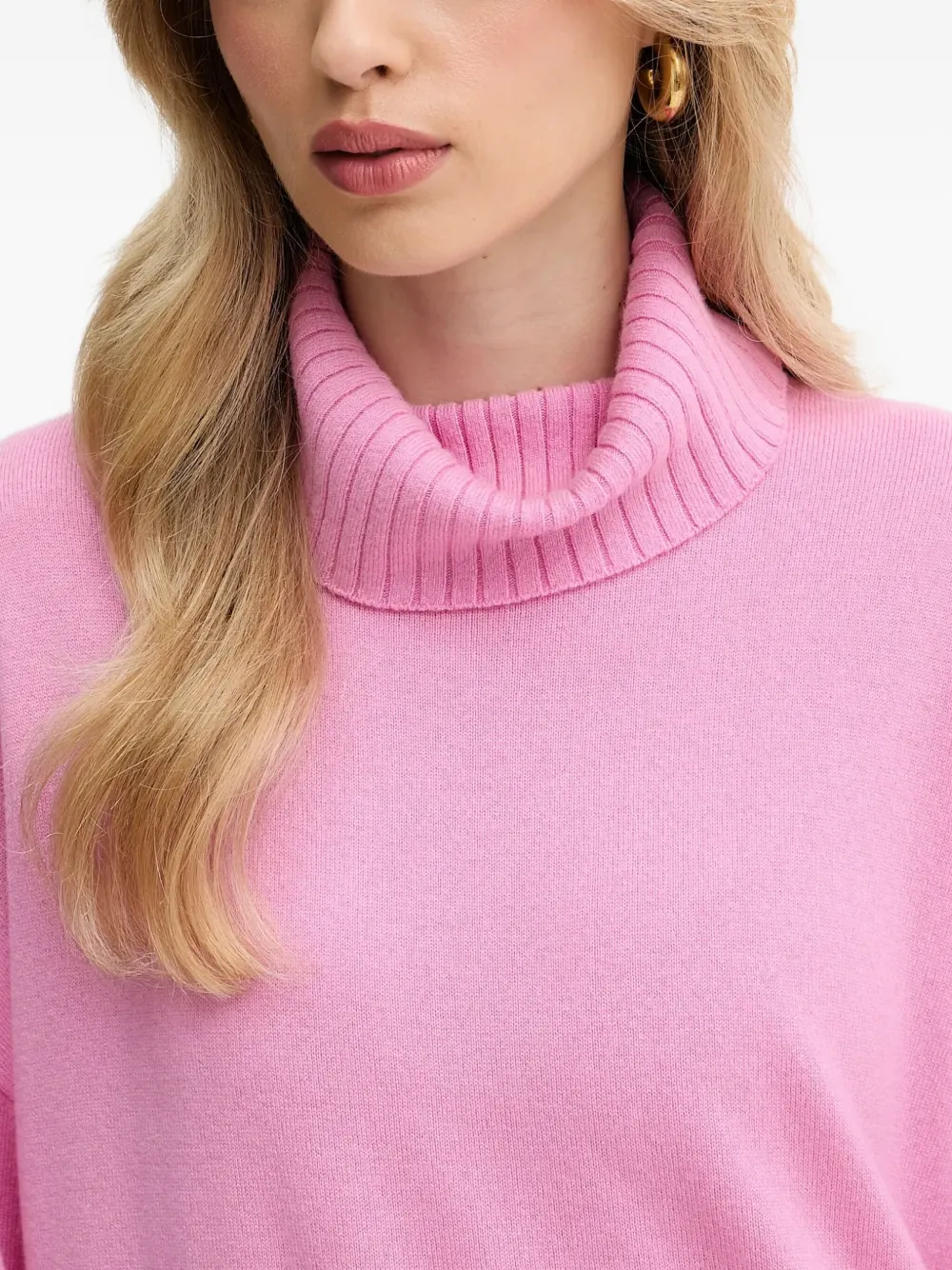 Liu •jo Roll-neck Logo-detail Sweater In Pink