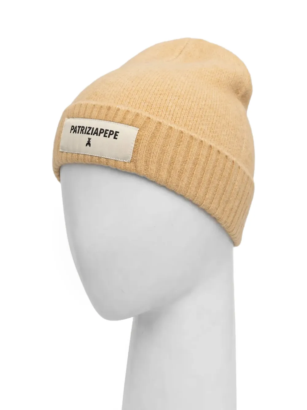  Patrizia Pepe Ribbed Logo-patch Beanie Hat - Neutrals 