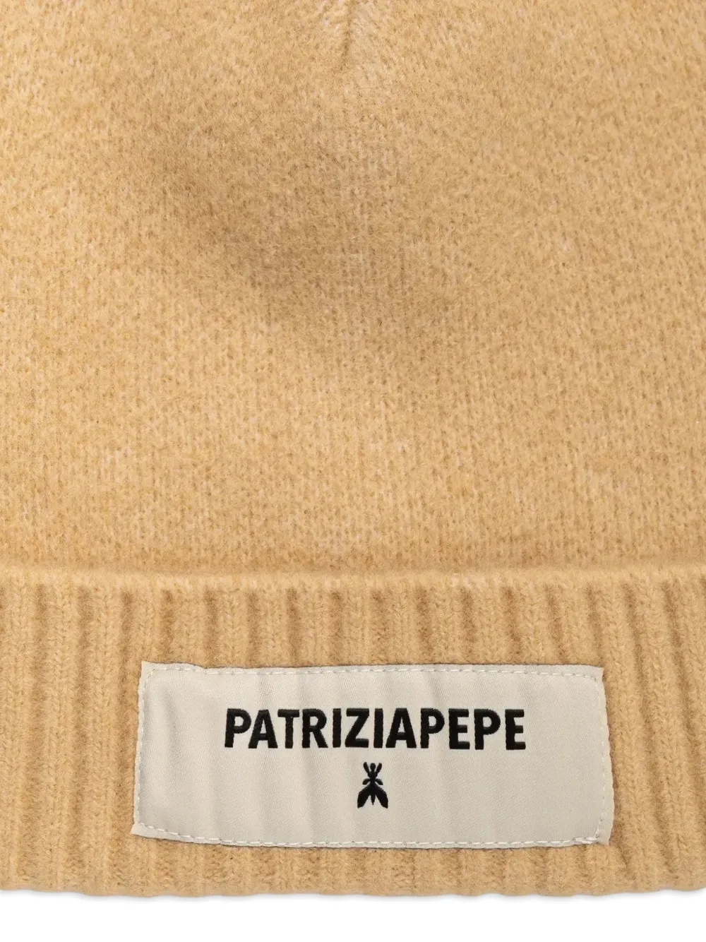 Patrizia Pepe Geribbelde muts met logopatch Beige