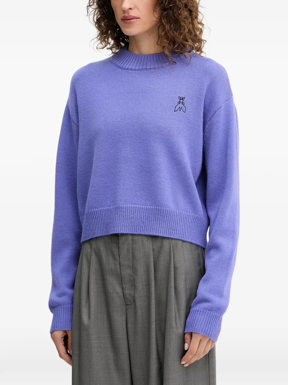 Patrizia Pepe embroidered-logo crew neck sweater - Viola