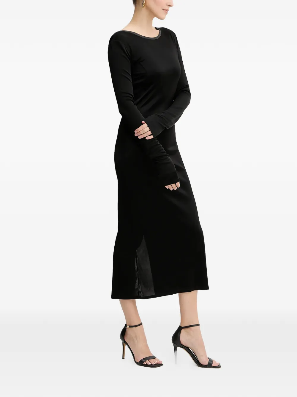 Patrizia Pepe long-sleeve midi dress - Zwart