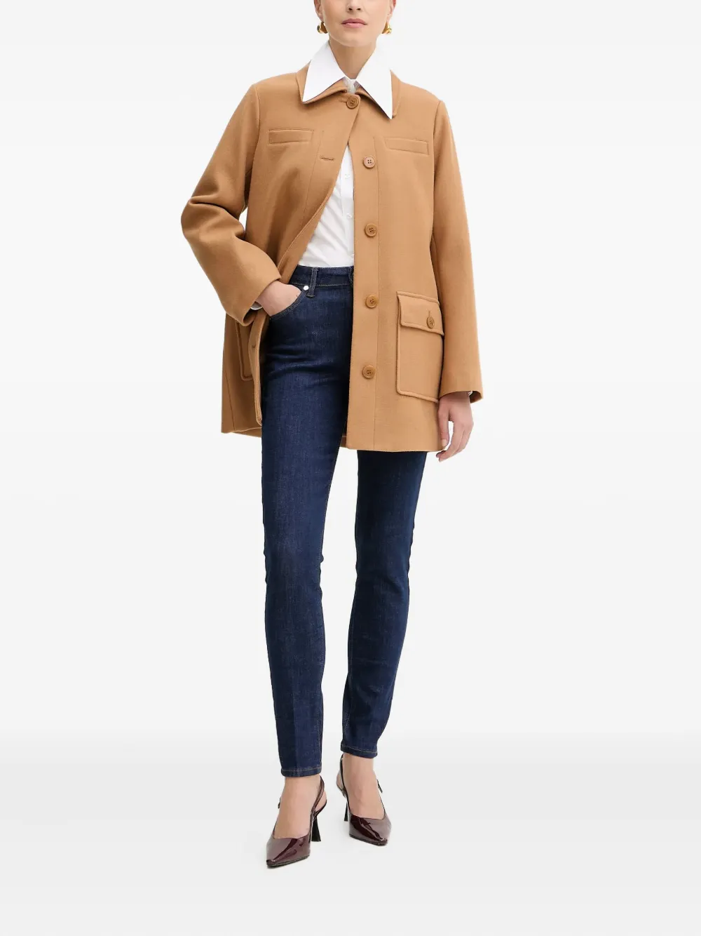 Liu •jo Button-fastening Coat In Brown
