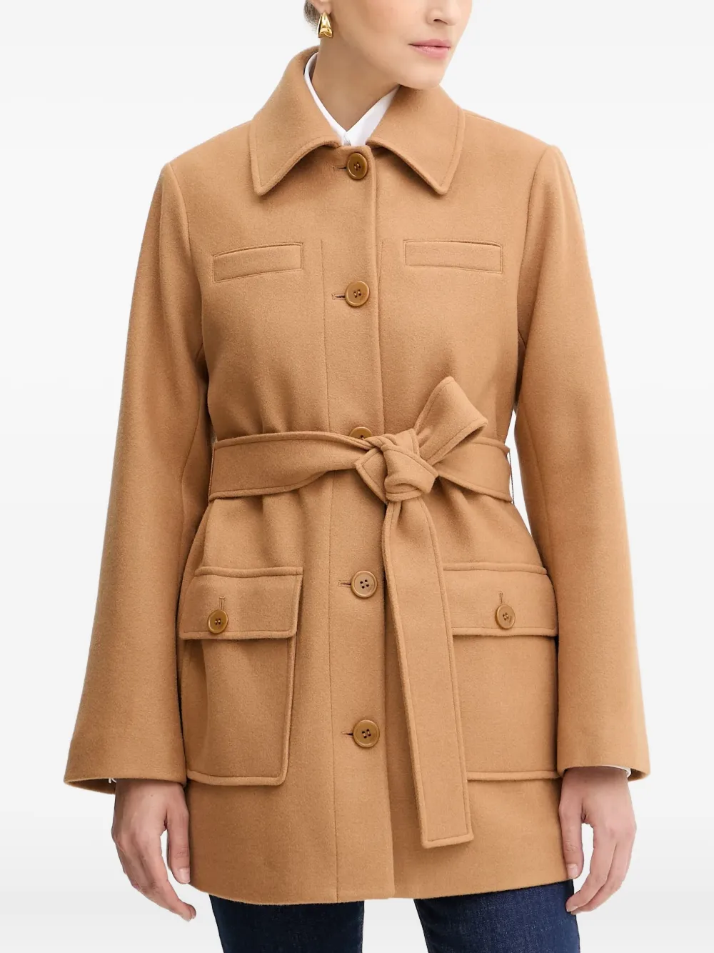 Liu •jo Button-fastening Coat In Brown