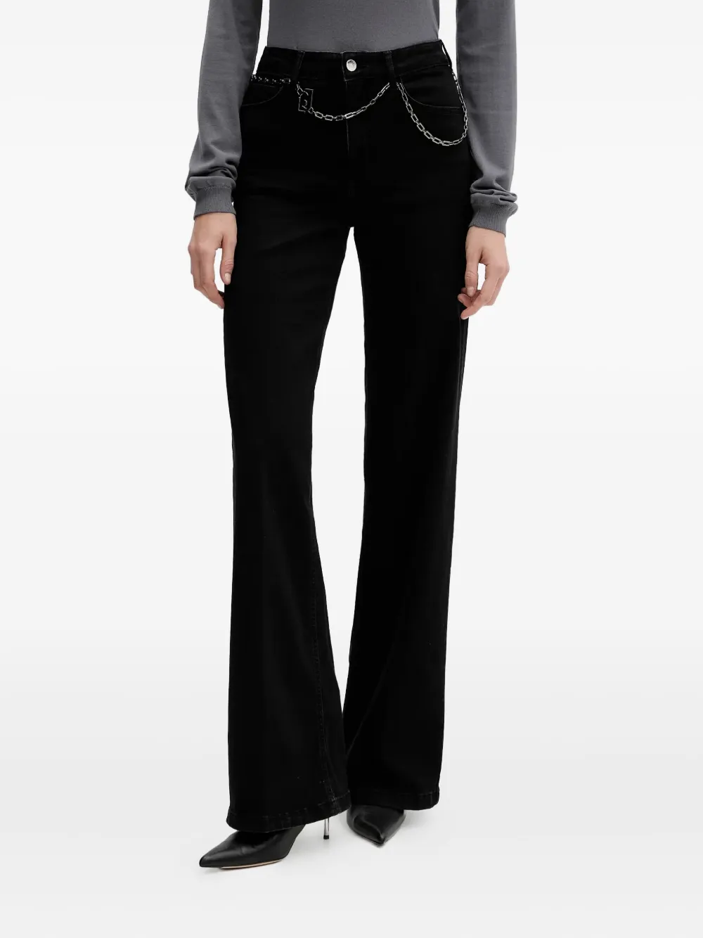 Liu •jo Chain-detail Jeans In Black