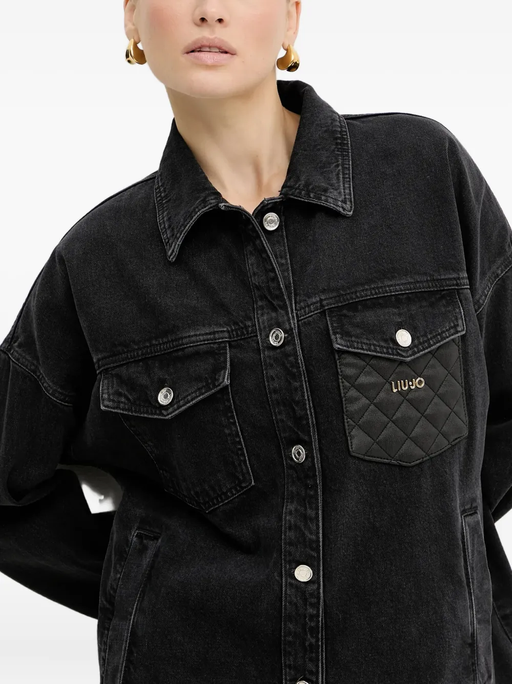 Liu •jo Quilted-pocket Jacket In Black