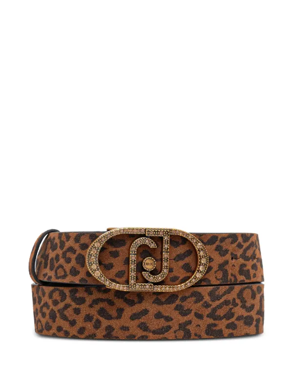 LIU JO leopard-pattern logo-embellished Belt | Brown  display picture 2