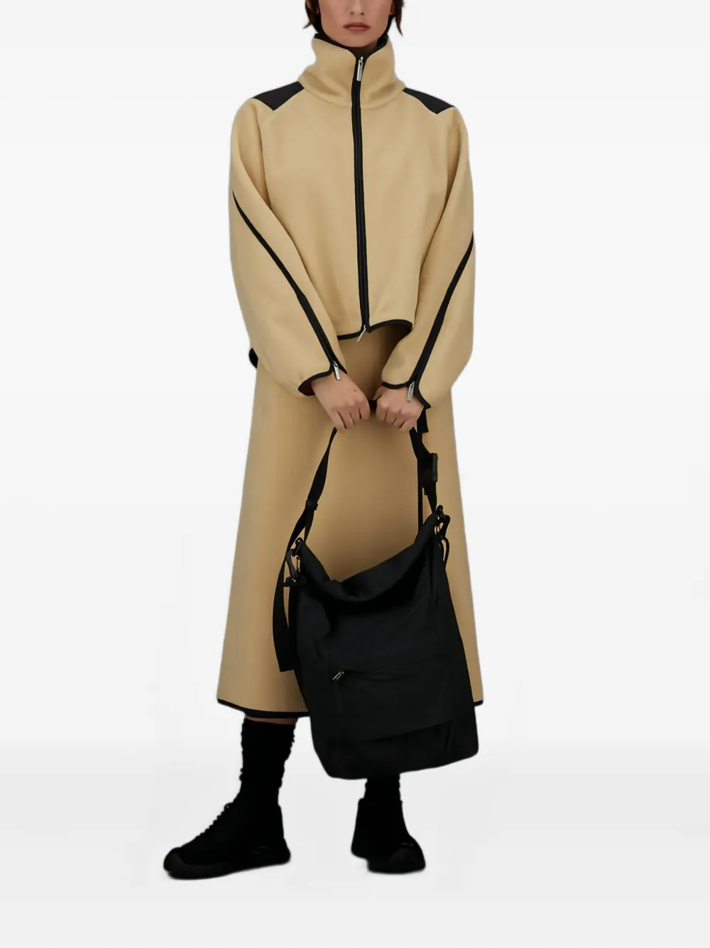 Laminar adjustable-strap shoulder bag - Zwart