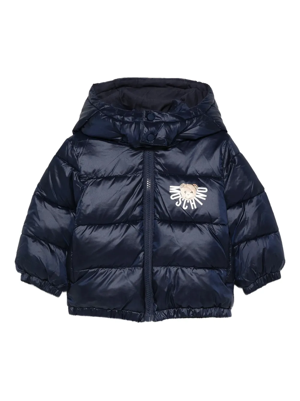 Moschino Kids logo-print padded jacket - Blu