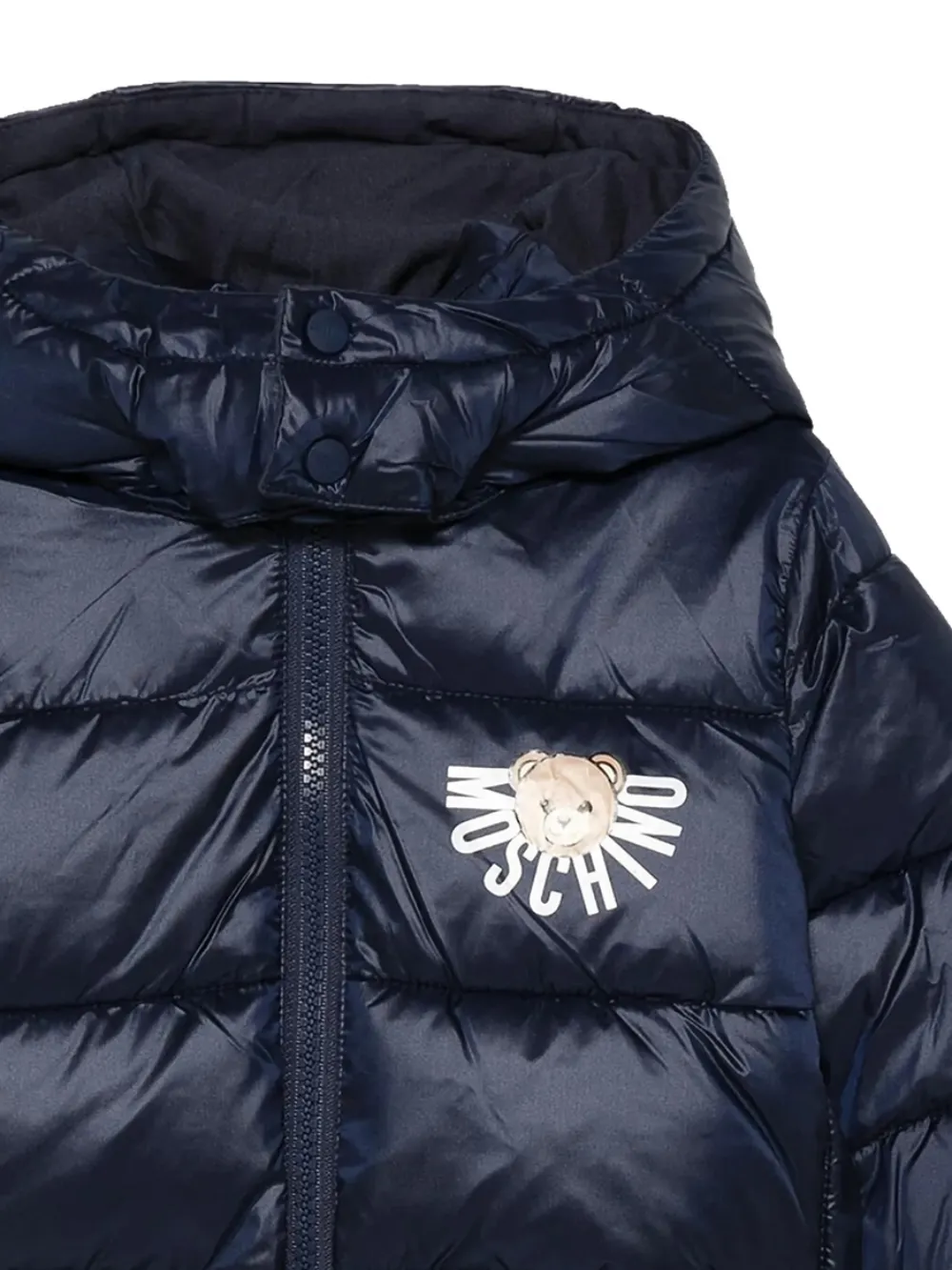 Moschino Kids Gewatteerd jack met logoprint Blauw