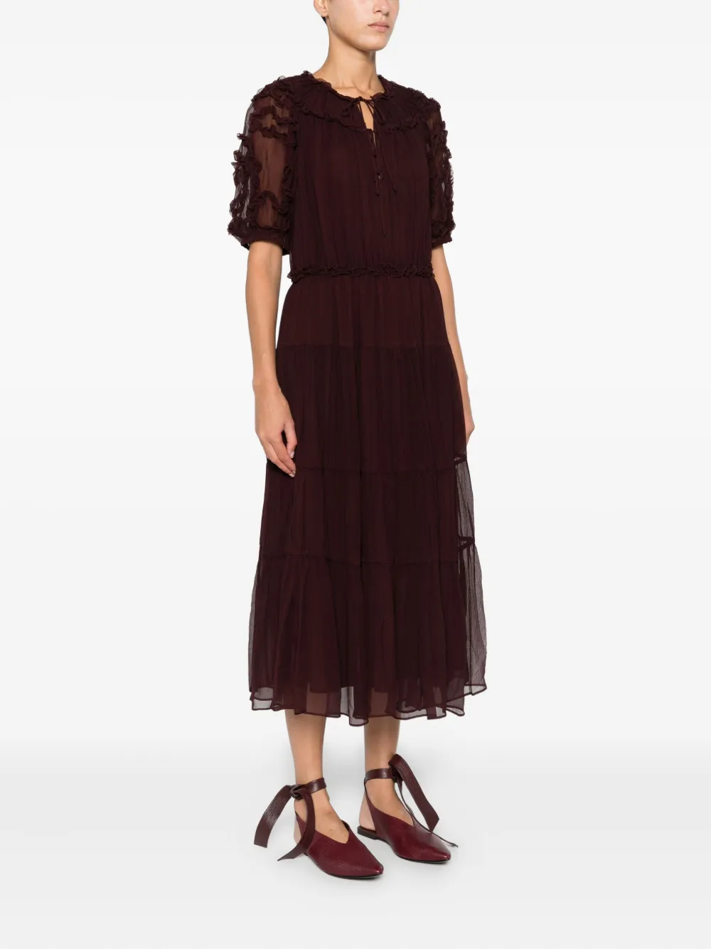 Ulla Johnson Ruffled Tiered Dress In Brown