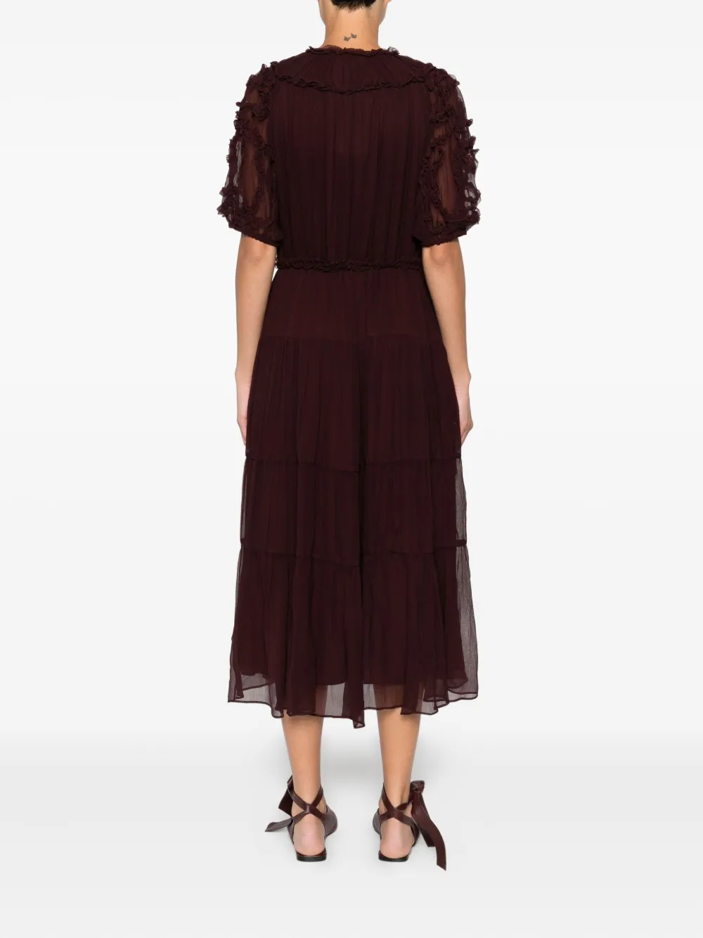 Ulla Johnson Ruffled Tiered Dress In Brown